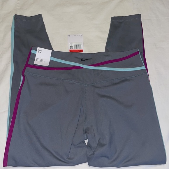 NWT- Nike Women's Dri- Fit One Mid-Rise 7/8 Tights Size Large Gray - Picture 3 of 4
